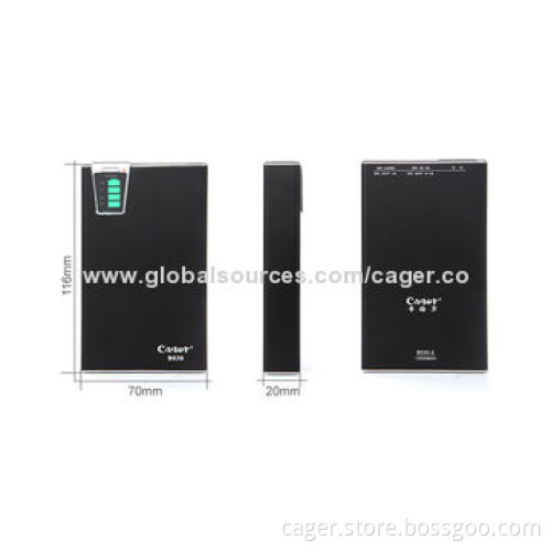 Cager 12,500mAh Portable Mobile Phone Charger with SD Card Function, 20*70*116mm Size